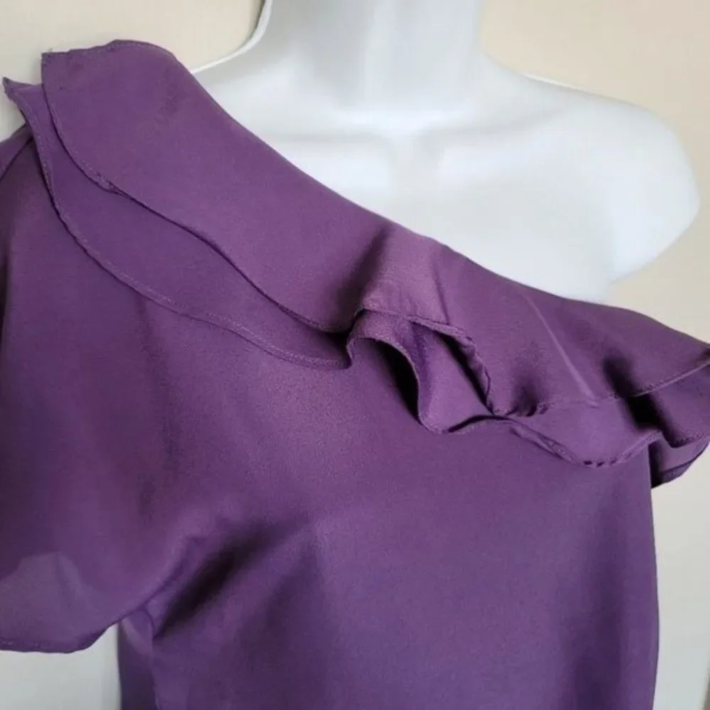 Sugarlips one-shoulder ruffled violet top size small